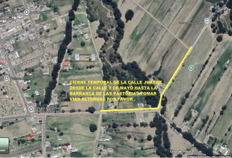 Cierre temporal de vialidad en San José Teacalco por trabajos de construcción