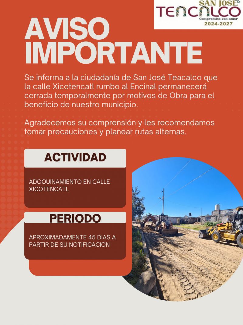 AVISO DE CIERRE DE VIALIDAD